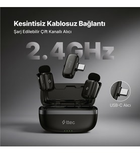 ttec GoMic Mini Tak&Çalıştır Evrensel Kablosuz Yaka Mikrofon Kiti