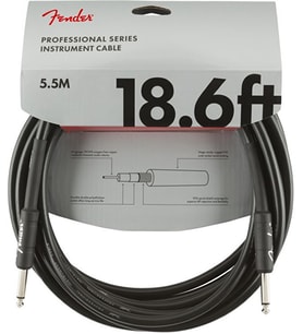 Fender 0990820020 Professional Enstrüman Kablosu (5.5m - Siyah) Uzun Mesafe Bağlantılar İçin Güvenilir Siyah Kablo Altın Uçlu Jaklar