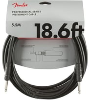 Fender 0990820020 Professional Enstrüman Kablosu (5.5m - Siyah) Uzun Mesafe Bağlantılar İçin Güvenilir Siyah Kablo Altın Uçlu Jaklar