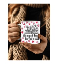 Kitap Ve Kalp Baskılı 3D Tasarım Seramik Kupa Mug - Hediyelik Kupa Bardak