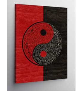 Kanvas Tablo Yin-Yang Ve Çizgisel Desen