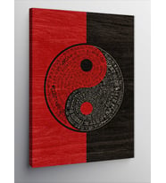 Kanvas Tablo Yin-Yang Ve Çizgisel Desen