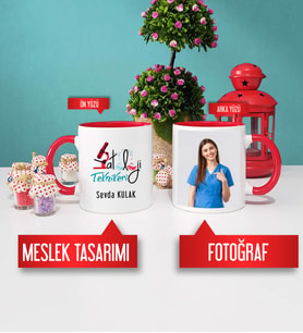 Patoloji Teknikeri Kupa Bardak Kırmızı Fotoğraflı