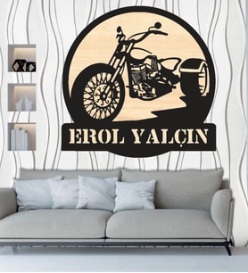 Kişiye Özel Üç Teker Motosiklet Temalı Ahşap Duvar Tablo