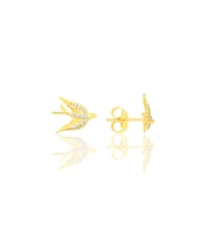 Gümüş altın yaldızlı zirkon talı Kırlangıç küpe SGTL10819GOLD