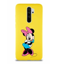 Xiaomi Redmi Note 8 Pro Soft Premier Kapak Minnie Mouse-D Tasarımlı Silikon Kılıf - Sarı (Şeffaf)