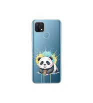 Oppo A15 ile Uyumlu Splash Panda Tasarımlı Şeffaf Silikon Kılıf