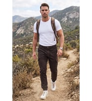 DeepSEA Erkek Slim Fit Likralı Lacivert Kargo Jogger Pantolon – İpli Bel Lastikli Paça 1601569