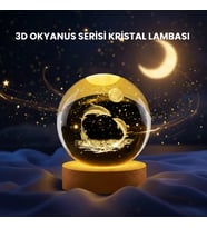 Yunus Figürlü Led Kristal Küre Ahşap Standlı Dekoratif Gece Lambası