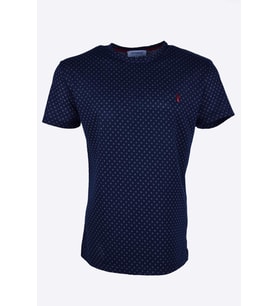 Erkek Desenli Kısa Kollu T-shirt (Lacivert)
