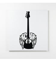 Kanatlı Bas Gitar Duvar Tablosu - Siyah MDF Duvar Dekoru