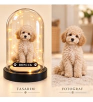 Fotoğraftan Kişiye Özel Köpek Karikatürlü 18 cm MDF Fanus Biblo - Kişiye Özel Hediye