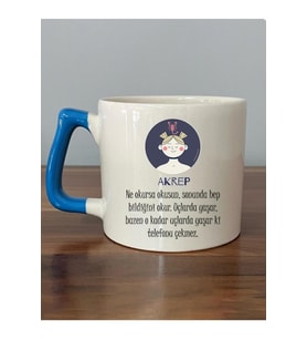 Akrep Burcu ve Onla Alakalı Komik Açıklama Baskılı Mavi Kulplu Prime Kupa Bardak Fincan Mug