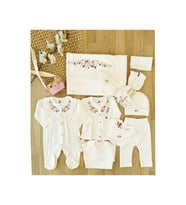 Kız Bebek Natural Kanaviçe Ekru Hastane Çıkışı Sitilin Kutulu Bebek Hediye Seti STL11007 (Beyaz)