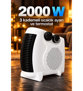 Elektrikli Fanlı Isıtıcı Termostatlı Yatay ve Dikey Kullanım