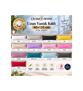 Uzun Yastık Kılıfı 40x120 cm %100 Pamuk Fermuarlı 1 Adet