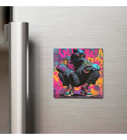 Panther - Panter - Güneş Gözlüklü Style - Buzdolap Magneti - 9x9 Cm