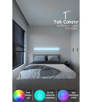 Şerit LED Rgb Led Abajur Aplik Gece Lambası Lambader Renkli Uzaktan Kumandalı Işık - Ledtube12