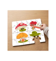 Sevimli Mantar Evler Tasarımlı 24 Parça Ahşap Çocuk Puzzle MPK0973