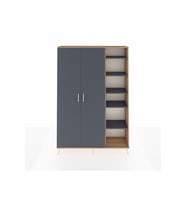 Arges Gardrop 7 Raflı 2 Kapaklı Tek Askılı 132x30x195 Çam-Antrasit