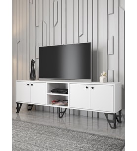 Wood'n Love Sofia 180 Cm Metal Ayaklı Tv Ünitesi - Beyaz / Siyah
