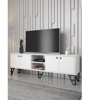 Wood'n Love Sofia 180 Cm Metal Ayaklı Tv Ünitesi - Beyaz / Siyah