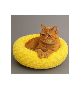 Yumuşak ve renkli 55x55cm peluş simit yatak, rahatlık ve şıklık sağlar