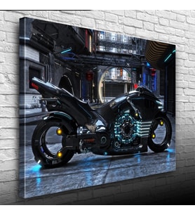 Siyah Futuristik Naked Motosiklet Kanvas Tablo 50 x 70