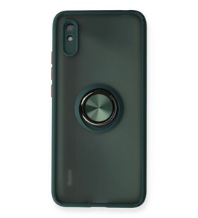 Durukar® Redmi 9A Kılıf Montreal Yüzüklü Silikon Kapak - Yeşil