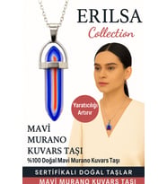 Sertifikalı Çivi Model Mavi Murano Kuvars Doğal Taş Kolye – Yaratıcılığı Artırır (Çok Renkli)