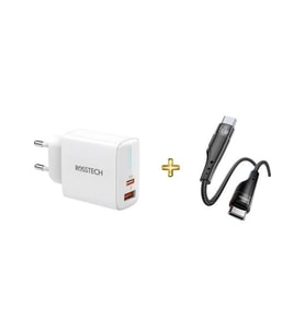 Rosstech 20W Pd Yeni Nesil Şarj Adaptörü + 60W Type-C To Type-C Süper Hızlı Şarj Kablosu Seti