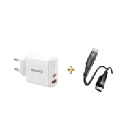 Rosstech 20W Pd Yeni Nesil Şarj Adaptörü + 60W Type-C To Type-C Süper Hızlı Şarj Kablosu Seti