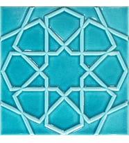 Armada Çini 20x20 Cm Rölyefli Turkuaz Selçuklu Yıldızı Deseni Çini Karo
