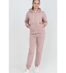 Kız Çocuk Eşofman Takımı - 3 İplik Şardonsuz+ Fermuarlu 6-12 Yaş 12757BLT MODANINO