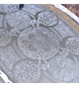 DMT Gaziantep Bakır 42,5 cm Osmanlı El İşi Sunum tepsi Kına tepsisi 42.5cmx28cm