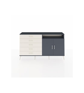 Arges Konsol 2 Raflı 5 Çekmeceli 2 Kapaklı 176x30x99 Antrasit-Antrasit/Aytaşı
