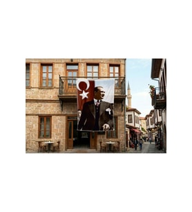 Gazi Mustafa Kemal Atatürk Poster Bayrak Premium Raşel Kumaş 300x450cm ATA16