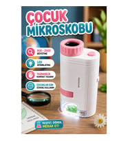 Çocuklar İçin Taşınabilir LED Işıklı Bilim Mikroskobu 80X-200X Ayarlanabilir Büyütme