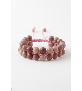 Pembe Jasper Doğaltaş Bileklik, Pembe Jasper Çift Sıra Makrome Bileklik (8mm) B1096