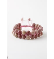 Pembe Jasper Doğaltaş Bileklik, Pembe Jasper Çift Sıra Makrome Bileklik (8mm) B1096