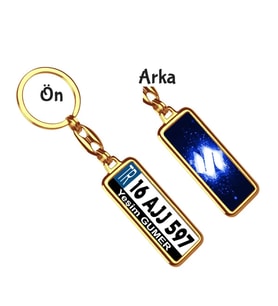 Kişiye Özel Suziki Parıltı Koyu Mavi Logo Tema Plaka Anahtarlık (Altın)