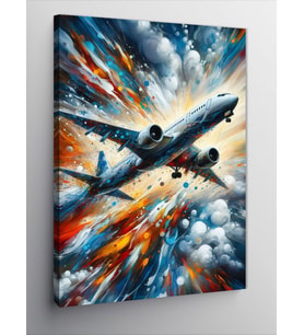 Kanvas Tablo Patlayan Jet Uçağı