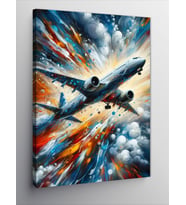 Kanvas Tablo Patlayan Jet Uçağı