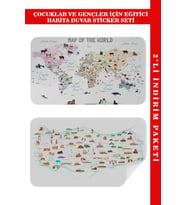 Eğitici - Öğretici Dünya Ve Türkiye Haritası Çocuk Odası Duvar Sticker-60x105-3884