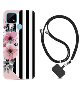 Realme C11 C21 C21Y C25Y C11 2021 Kılıf Boyun Askılı Silikon Flowers 4 1390