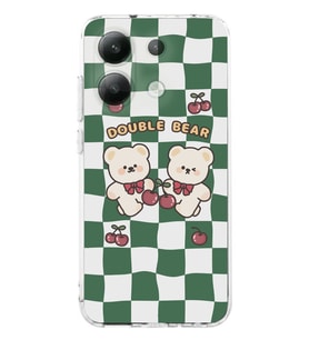 Xiaomi Redmi Note 13 Double Bear Desenli Şeffaf Telefon Kılıfı
