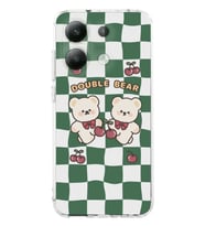 Xiaomi Redmi Note 13 Double Bear Desenli Şeffaf Telefon Kılıfı