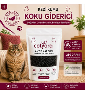 Aktif Karbon Kedi Kumu Koku Giderici ve Önleyici 250 GR Kedi Kumu İçin Aktif Karbonlu Koku Hapsedici