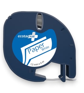Ecotagplus Dymo Letratag Muadili Şerit Etiket Kağıt Beyaz 12 mm x 4 mt