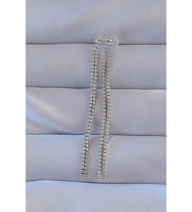 Pirinç Gümüş Renk Zirkon Taşlı Su Yolu Model Küpe - TJ-BKP9146